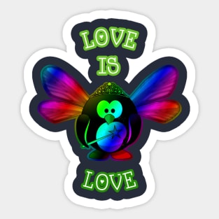 Love Is Love Cute Cartoon Penguin Fairy Gift Sticker